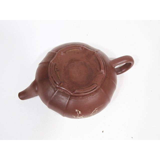 Vintage Chinese Yixing Zisha Zen Teapot With Plum Blossom Motif For Sale - Image 9 of 10