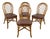 Set of Four Vintage Rattan Dining Chairs , Diamond Lattice Hoop Backs For Sale