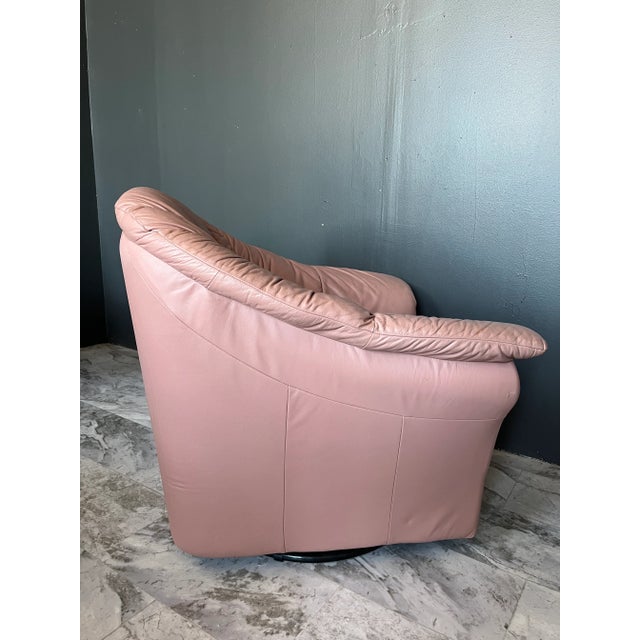 Motivated Seller: 1980s Postmodern Pink Leather Swivel Chair For Sale - Image 9 of 11