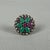 Vintage 925 Silver Daisy Pendant Necklace and Ring Set in Emerald, Ruby, and Zircon from Ignoto, 1970s, Set of 2 For Sale - Image 3 of 11