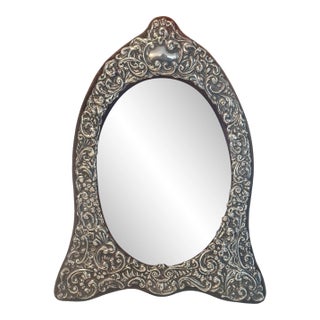 Antique English Sterling Silver Oval Picture Frame Floral Motif For Sale
