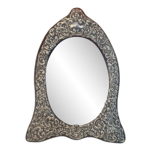 Antique English Sterling Silver Oval Picture Frame Floral Motif