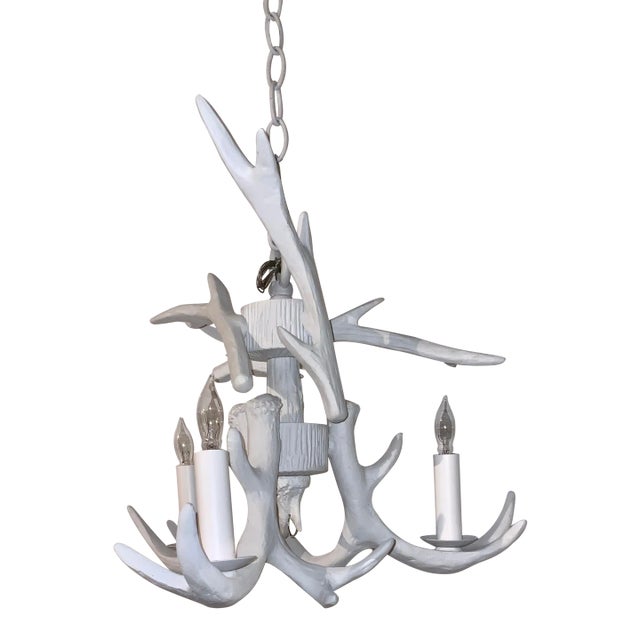 White Horn Big Sky Antler Chandelier For Sale