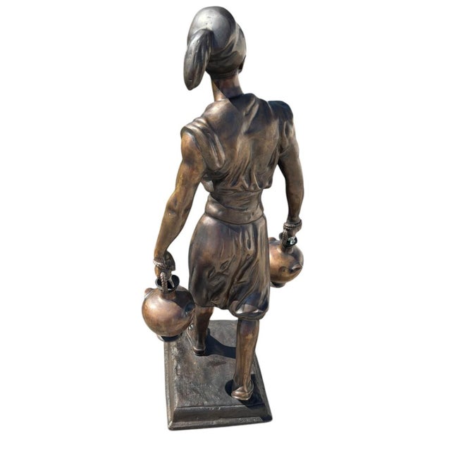 Large Sculpture Depicting a Water Carrier, 1950s, Bronze For Sale - Image 5 of 10