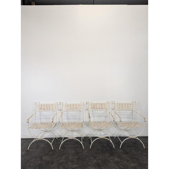 Wrought Iron Garden Table and Chairs, Set of 5 For Sale - Image 4 of 15