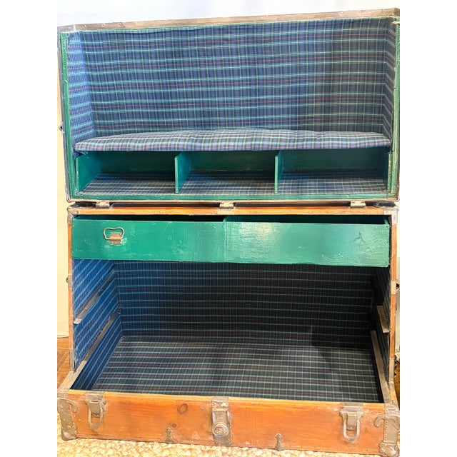 Mid 19th Century Antique French Trunk, Very Old, Fabulous Patina, Original Pewter Hardware For Sale - Image 5 of 6