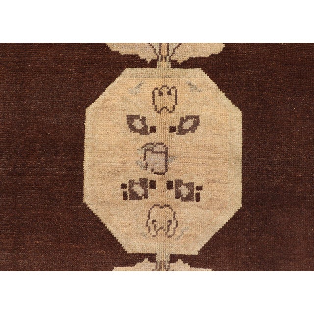 Vintage Turkish Oushak Rug, Brown Medallion With Taupe For Sale - Image 11 of 13