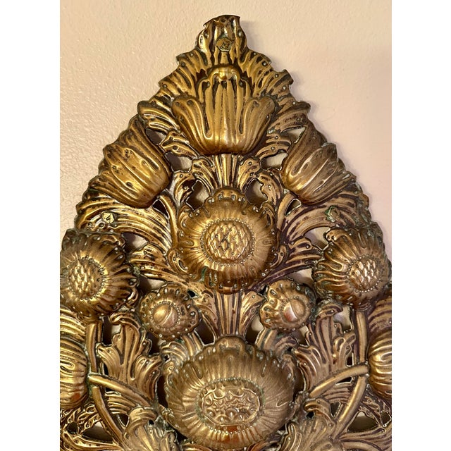 19th Century 19th Century Italian Pair of Antique Brass Altar Palmettes For Sale - Image 5 of 15