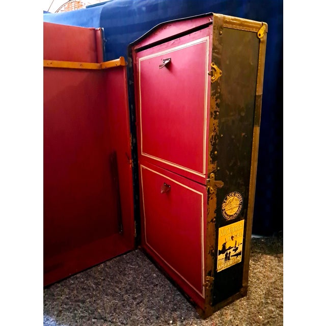 1920s Antique Steamer Trunk Wardrobe, the Netherlands, 1920s For Sale - Image 5 of 18