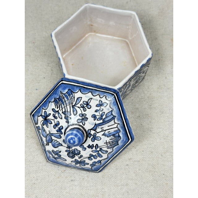 Ceramic Vintage Hexagon Trinket Box For Sale - Image 7 of 11