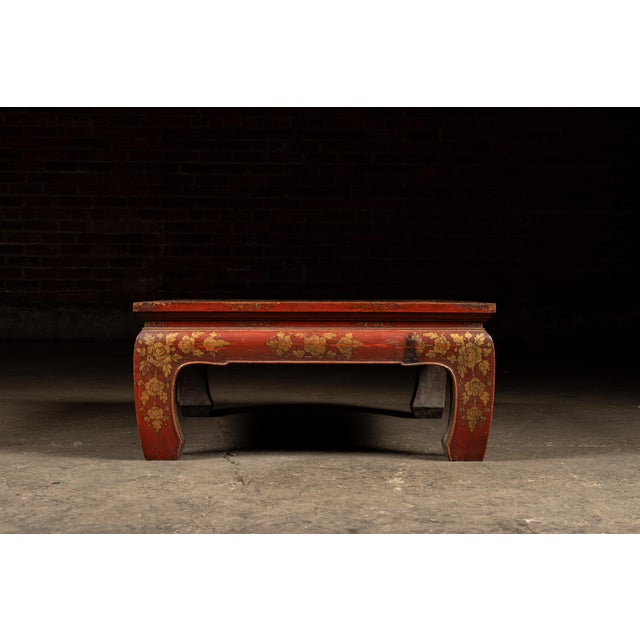 Brown Early 20th Century Southeast Asian Wooden Coffee Table With Floral Accents For Sale - Image 8 of 16