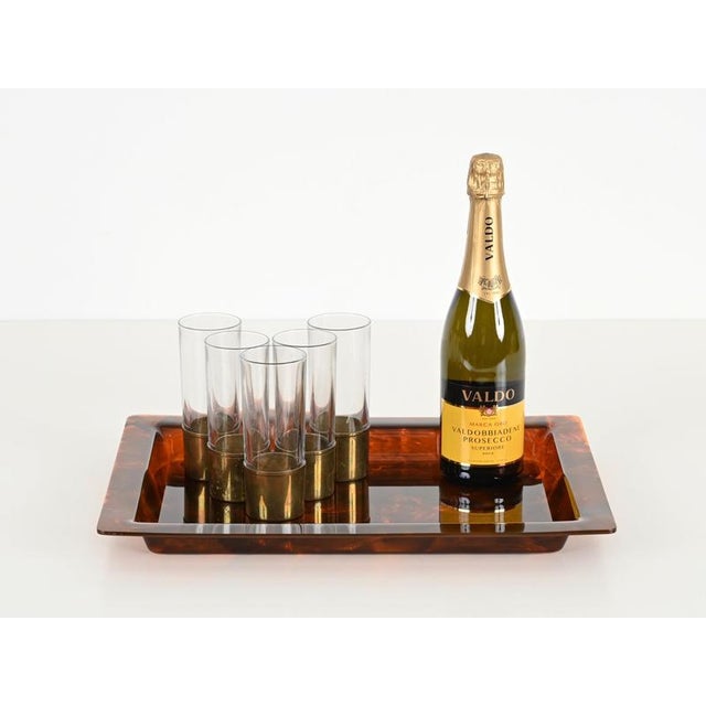 Rectangular Tortoiseshell Effect Acrylic Serving Tray by Christian Dior, Italy, 1970s For Sale - Image 9 of 17