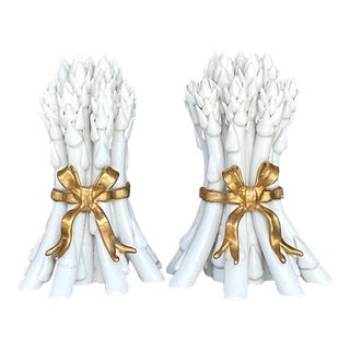 Vintage Regency Ceramic Asparagus Bundles - a Pair For Sale