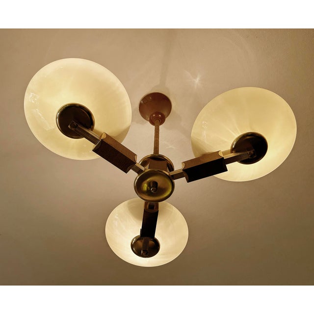 Art Deco Wood and Glass Pendant Light, 1930s For Sale - Image 10 of 18