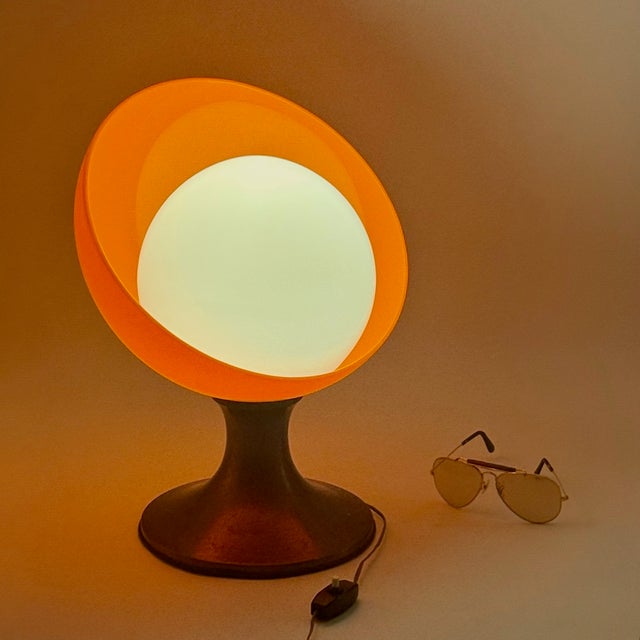 Italian Space Age Table Light in Orange Abs and Opaline Glass, 1970s For Sale - Image 13 of 15