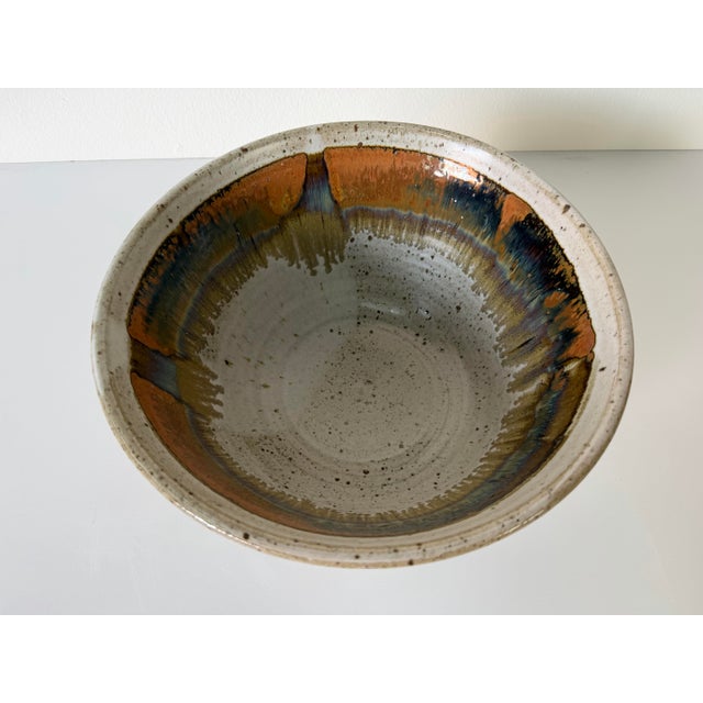Brown 1980’s Vintage Organic – Hand Thrown Drip Glaze Stoneware Studio Pottery Bowl – Unsigned For Sale - Image 8 of 12