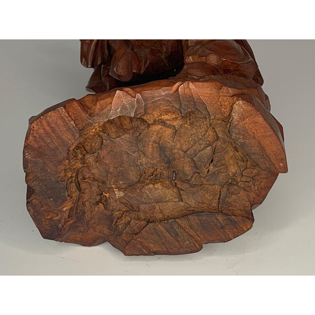 Wood Antique Carved Rosewood Chinese God of Longevity Figurine For Sale - Image 7 of 10