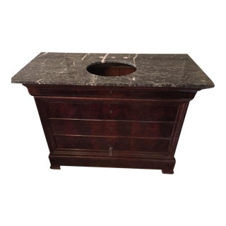 Antique Louis XVI Mahogany Marble Top Dresser Vanity For Sale