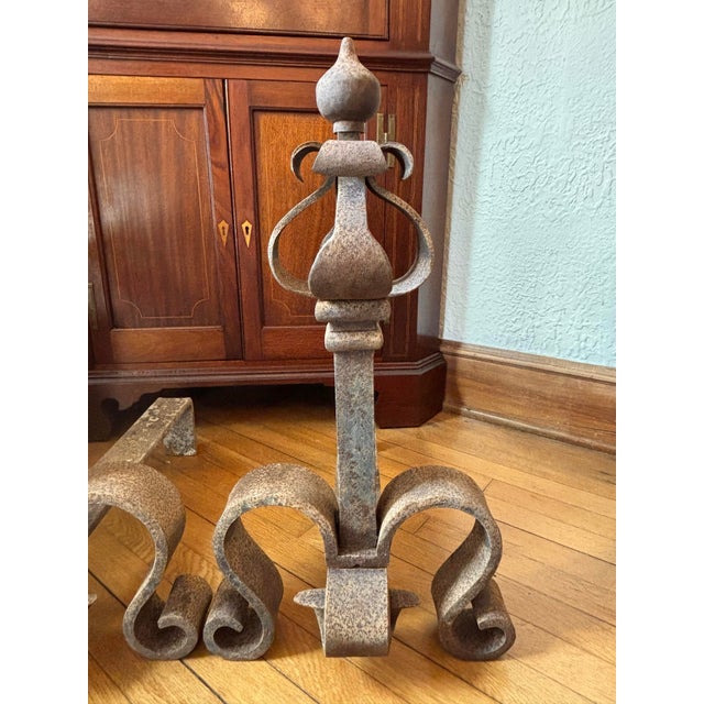 Brown Early 19th Century French Forged Iron Andirons - A Pair For Sale - Image 8 of 12