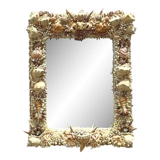 Vintage Coastal Hand Made Shell Mirror For Sale