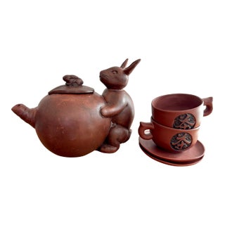 Vintage Chinese Yixing Zisha Tea Set - 6 Pieces For Sale