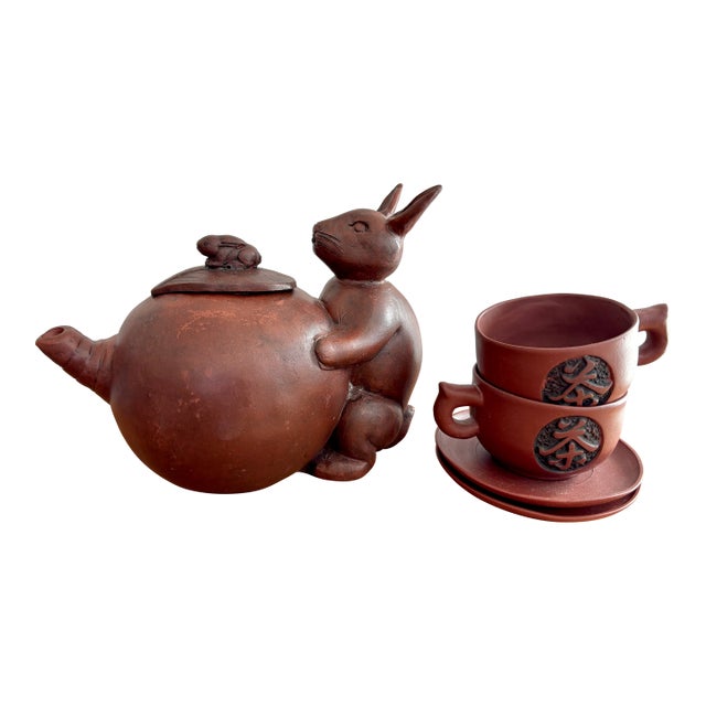 Vintage Chinese Yixing Zisha Tea Set - 6 Pieces For Sale