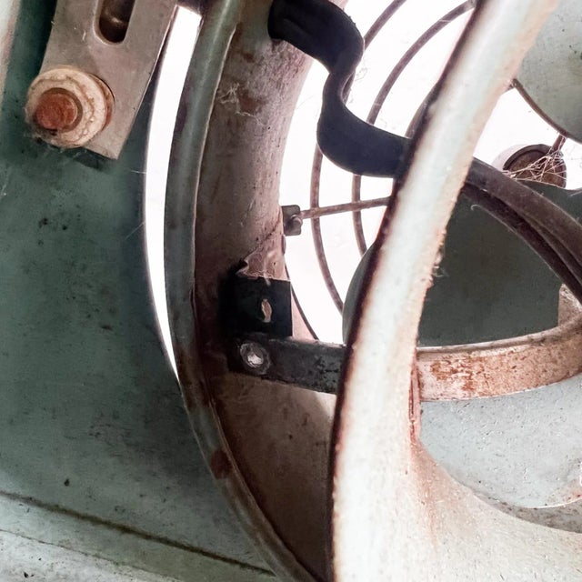 Green 1950s Vintage Wall Unit Vornado Fabulous Mint Green Window Fan For Sale - Image 8 of 9