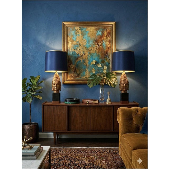 1960s James Mont Style Buddha Head Lamps - a Pair For Sale - Image 15 of 18