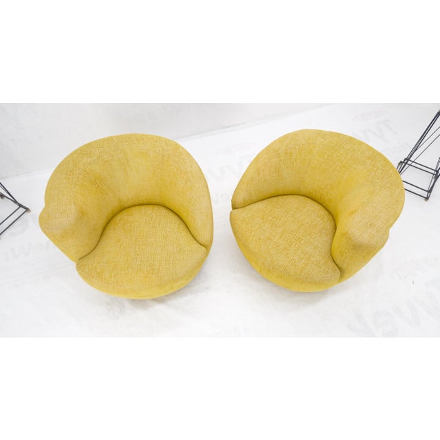 Pair of Vladimir Kagan for Directional Nautilus Chairs Yellow Gold MINT! For Sale - Image 14 of 15