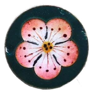 Antique Round French European Enamel Flower Pin
