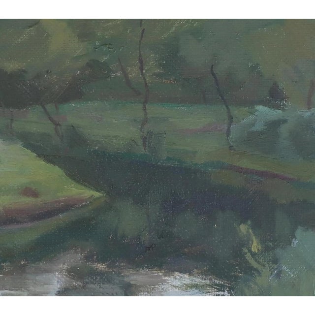 Original Impressionism Oil Painting: Ukrainian River Landscape, 1970s For Sale - Image 4 of 6