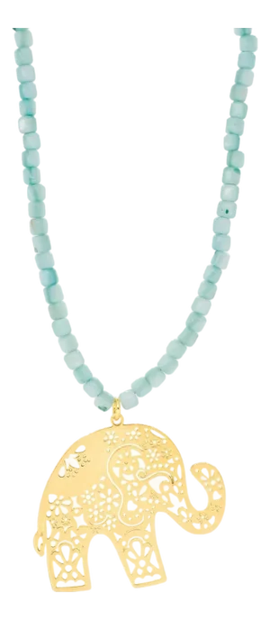 Bohemian Gold Elephant Beaded Necklace