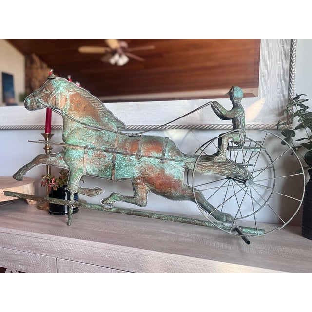 Copper Antique Copper Horse & Sulky Weathervane For Sale - Image 8 of 8