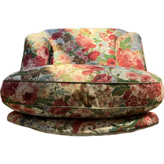 Custom Floral Upholstered Club Chair Attributed to Mario Buatta For Sale - Image 10 of 18