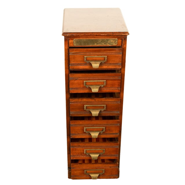 Wood Antique Edwardian Walnut Six Drawer Shannon Filing Cabinet Co New York 1910 For Sale - Image 7 of 15