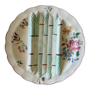 Antique French Longchamp Majolica Asparagus Plate C. 1900s - Sold Individually