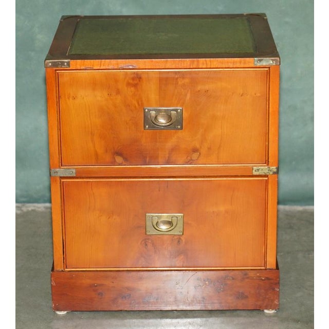 Military Campaign Side Tables with Green Leather, Set of 2 For Sale - Image 13 of 18