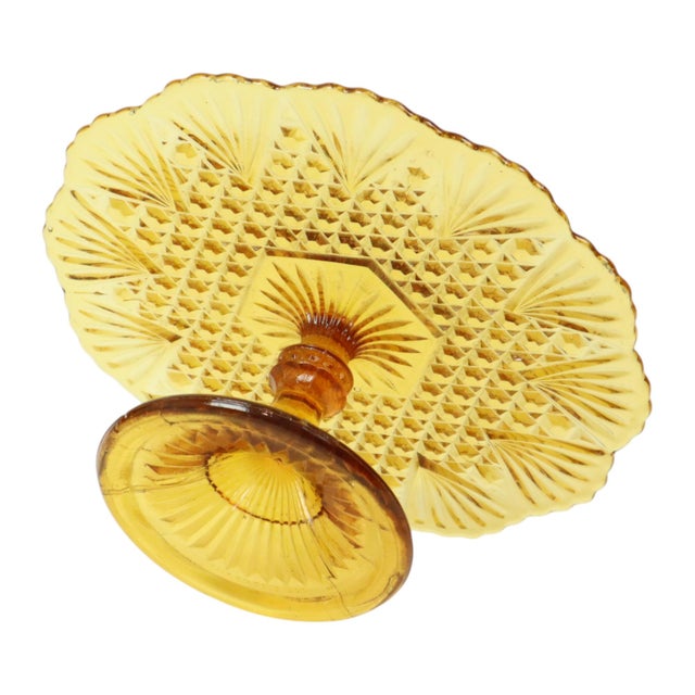Art Deco Amber Cake Stand in Depression Glass For Sale - Image 14 of 16