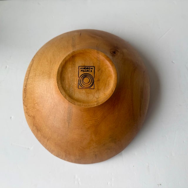 Artisan-Made Oval Cherry Wood Bowl Hand Turned Live Edge Signed Andrew Pearce Rustic Sculptural Decor For Sale - Image 4 of 11