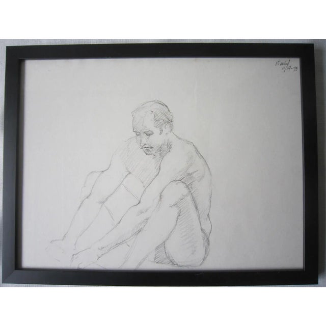 Nude Pencil drawing by listed Artist, Don Emery. Framed in a simple black frame, it measures 13'H x 17"W x .5"D and is in...