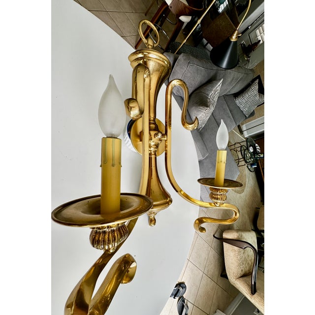 1960s French Brass Double Arm Wall Sconce - a Pair For Sale - Image 15 of 17