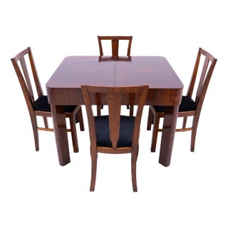 Art Deco Rectangular Table and Chairs, 1930s, Set of 5 For Sale