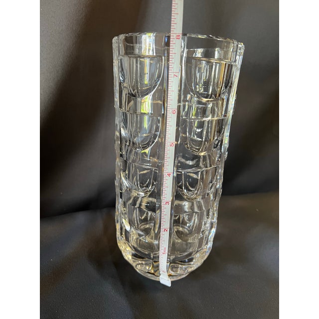 Orrefors Orrefors Crystal Thousand Windows Vase Heavy Cut Glass Sweden 8” For Sale - Image 4 of 9