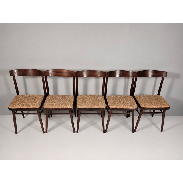 Vintage Chairs in Beech and Fabric, 1960s, Set of 5 For Sale - Image 4 of 11