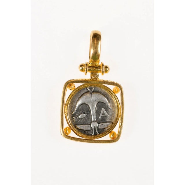 Ancient Greek Drachm [Coin] Pendant W 22 Karat Gold Setting For Sale - Image 12 of 12