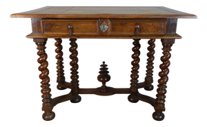 Louis XIII Style Writing Table in Natural Wood