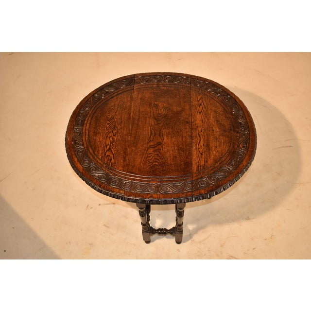 Brown 19th Century Carved Oak Gate-Leg From England For Sale - Image 8 of 10