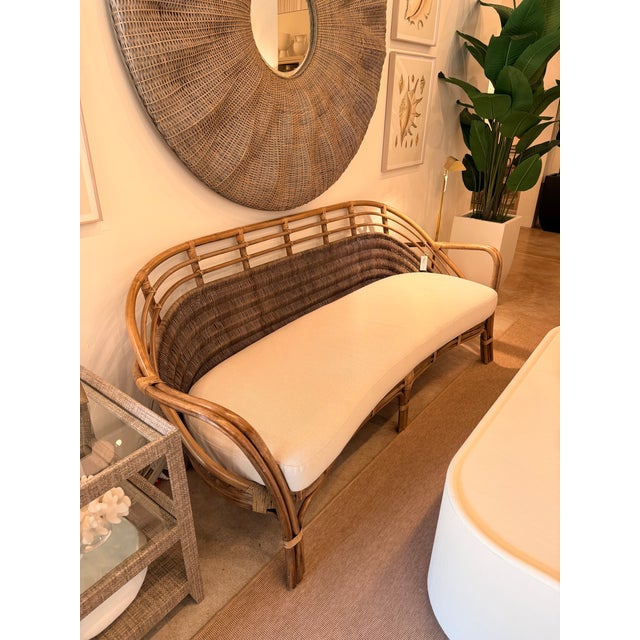 Boho Chic Arteriors Home Rattan Sofa For Sale - Image 3 of 6