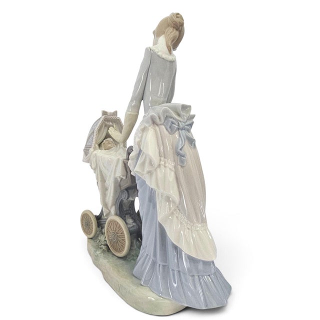 Lladro Lladro #4938 Baby's Outing Spanish Porcelain Woman With Baby Carriage For Sale - Image 4 of 12
