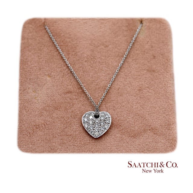 18K White Gold Heart Shape Pendant Necklace with Chain Metal Type: 18k White Gold Total Item Weight: 2.7 Grams Total...